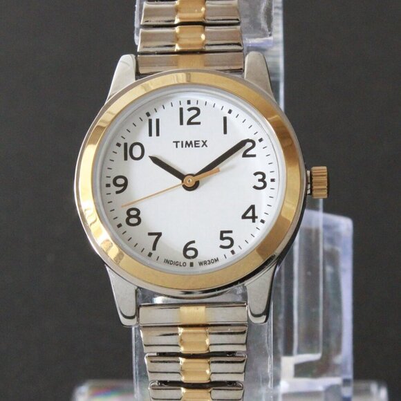 Essex Ave Ladies Indiglo Quartz Watch By Timex Two Tone Expansion Bracelet 25mm main image 8